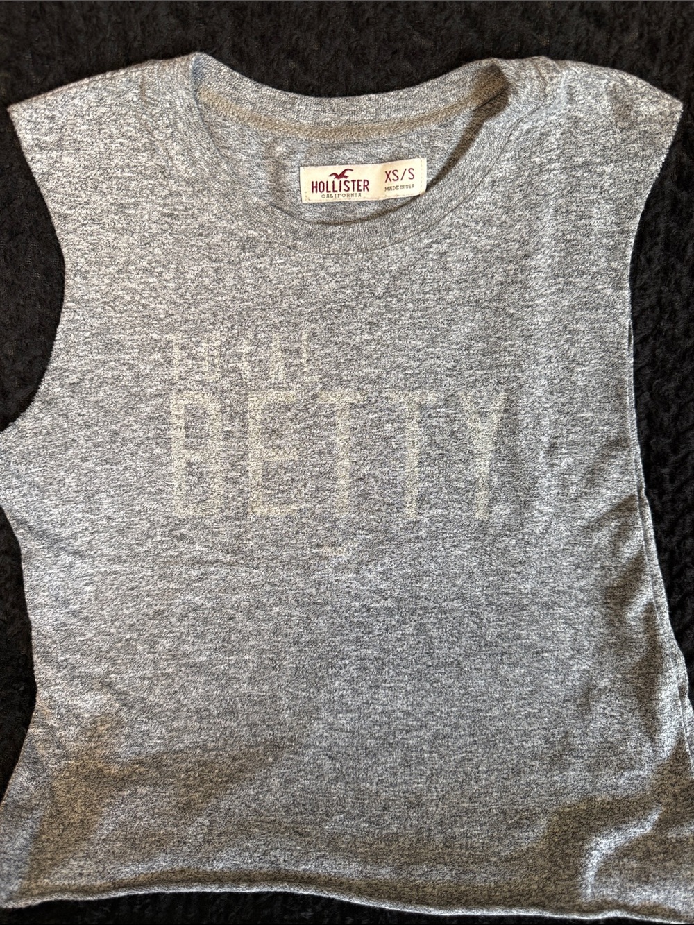 Hollister Gray Heather Sleeveless Tee with 'Total Betty' Logo